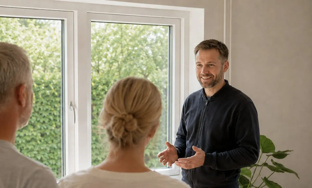 Afsluttende gennemgang af de nye vinduer med kunden